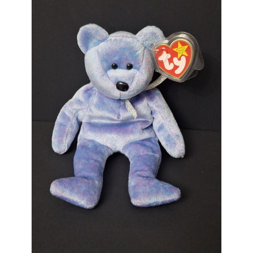 Ty Beanie Baby Clubby II Bear Plush Retired 1999 Vintage Blue/ Purple